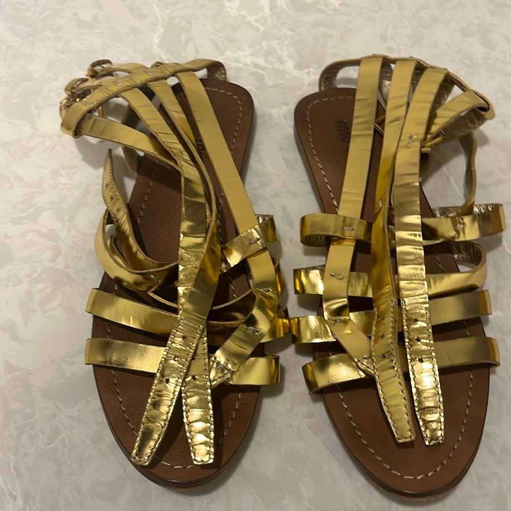 Miu Miu Gold Strappy Sandals